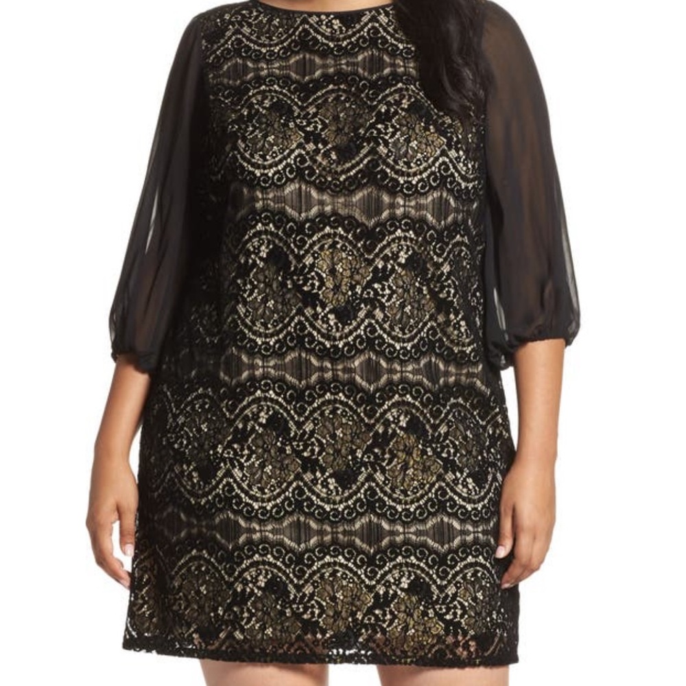 Adrianna Papell Flocked Lace Shift Dress (Plus)
